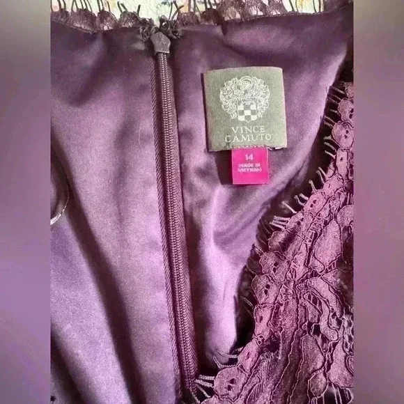 NWT Vince Camuto Plum purple Lace Sheath Dress size 14 - Picture 7 of 10